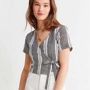Urban Outfitters | Black & White Striped Wrap Top